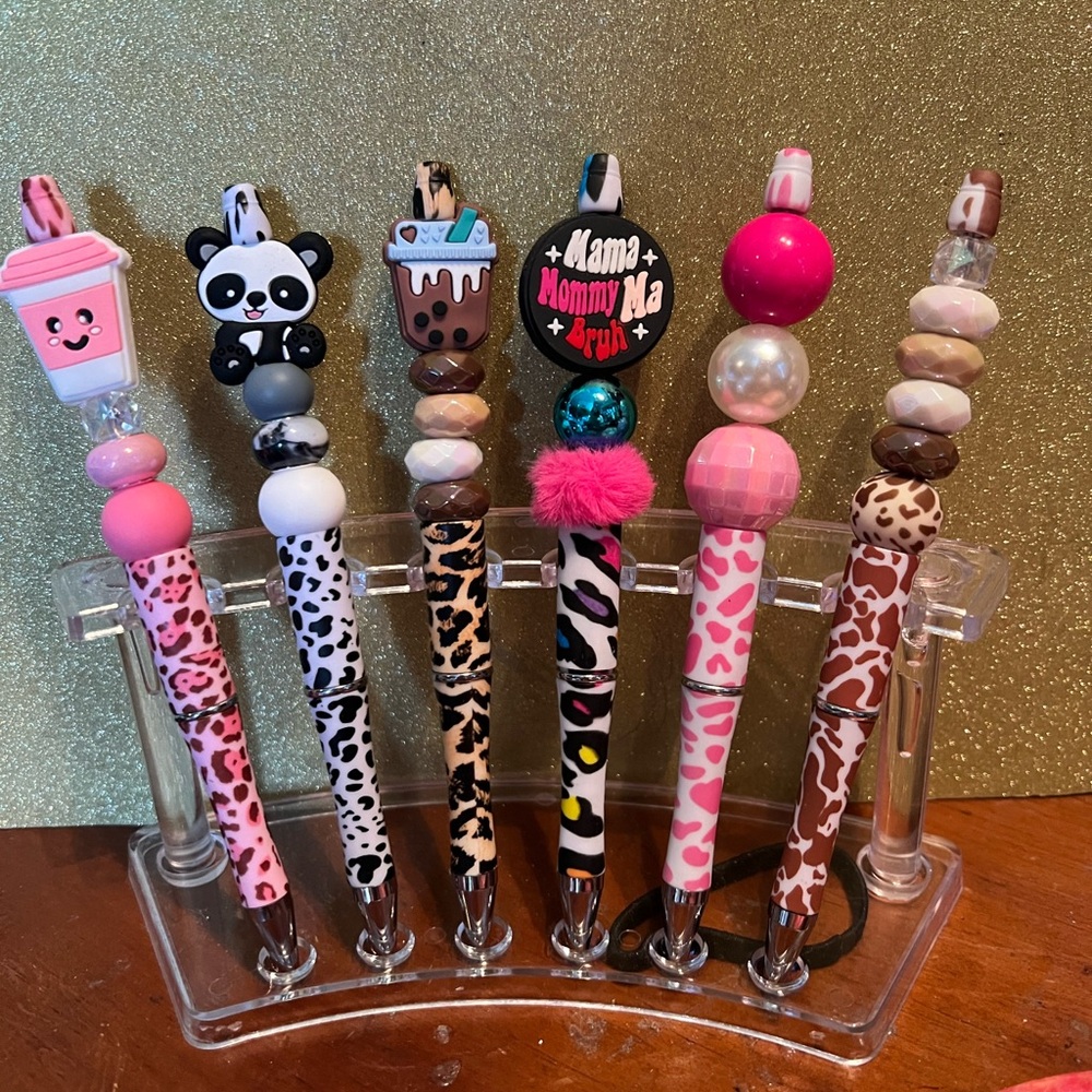 Animal Print Beaded Pens Set